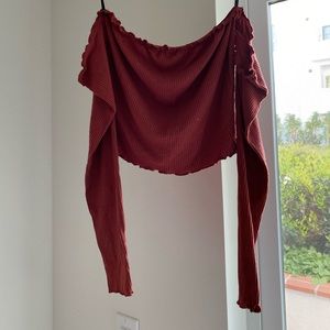 Ruffled off shoulder crop top